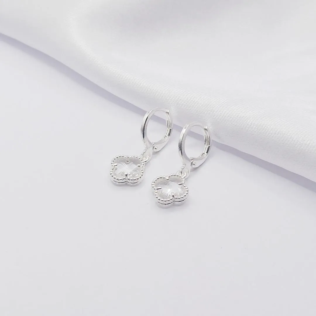 CONJUNTO PRATA TREVO VAN CLEEF CRISTAL