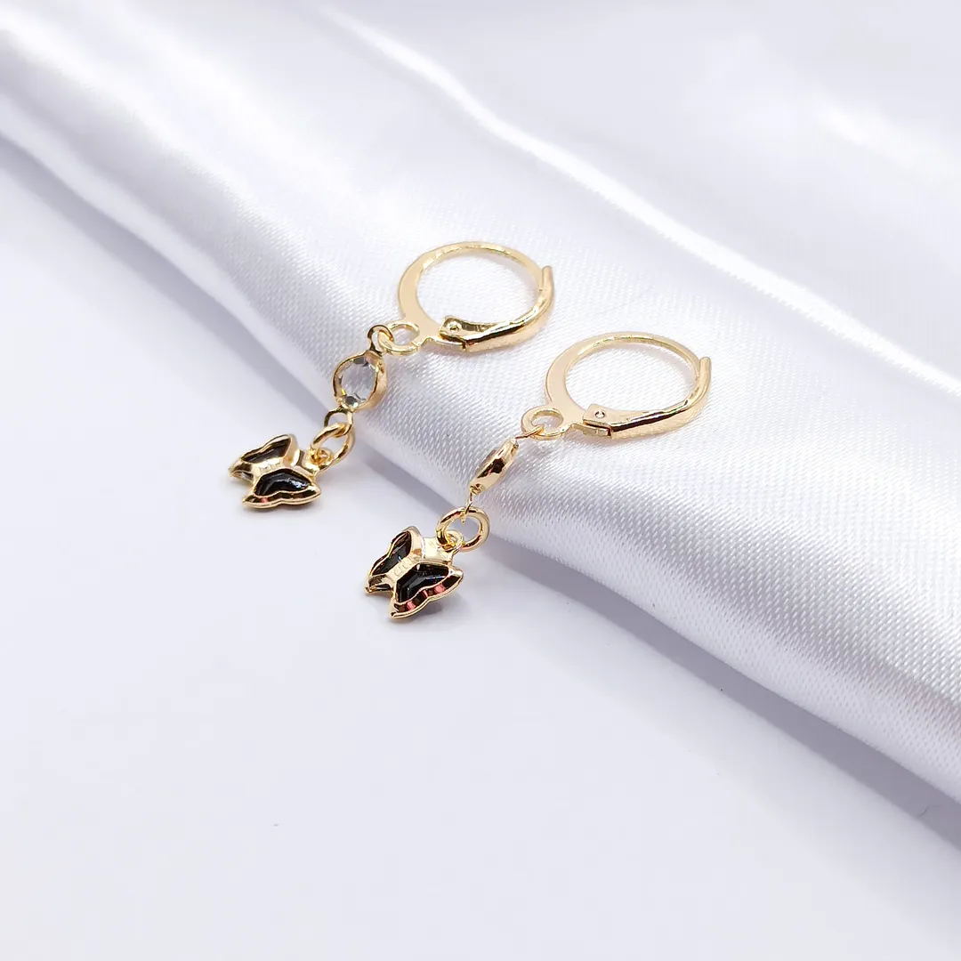 BRINCO DOURADO ARGOLINHA CLICK BORBOLETA BLACK