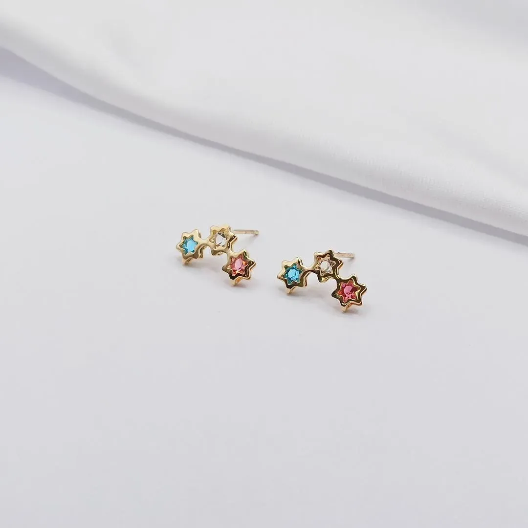 BRINCO DOURADO ESTRELAS COLORIDAS