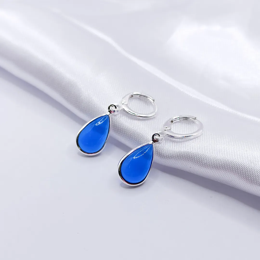 BRINCO PRATA ARGOLINHA CLICK GOTA AZUL