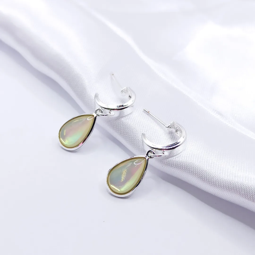BRINCO PRATA ARGOLINHA LISA COM GOTA FURTA-COR
