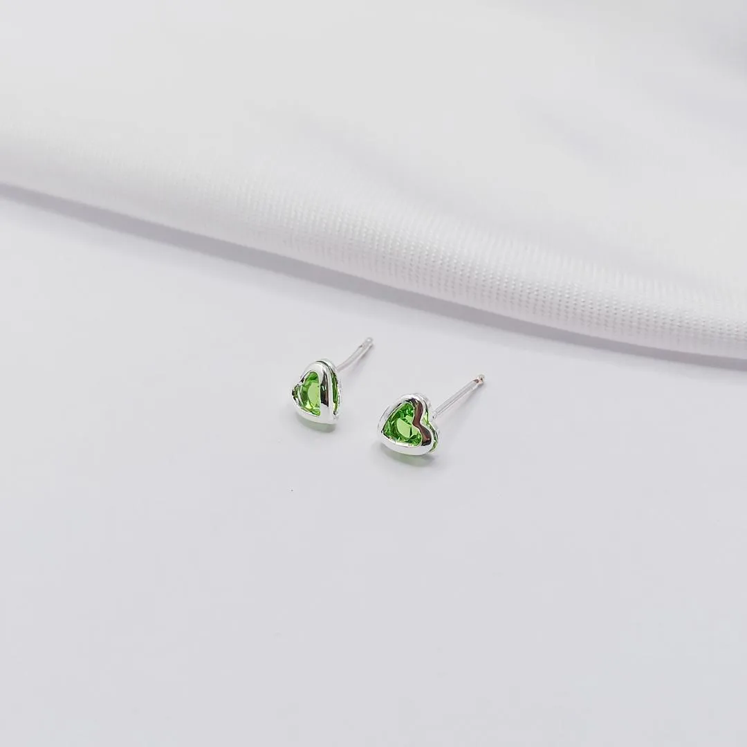 BRINCO PRATA CORAÇÃO ZIRCÔNIA VERDE P