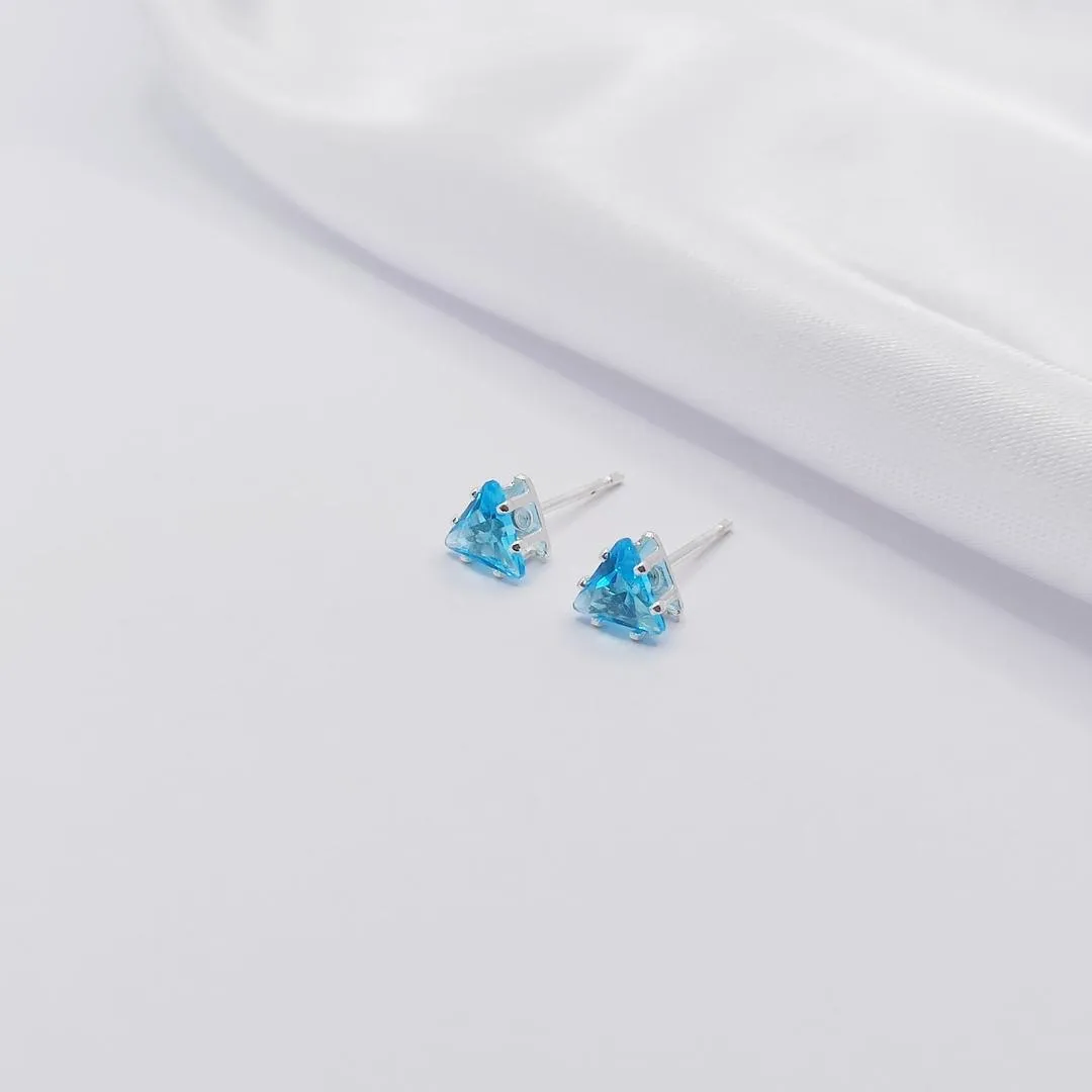 BRINCO PRATA TRIÂNGULO AZUL G