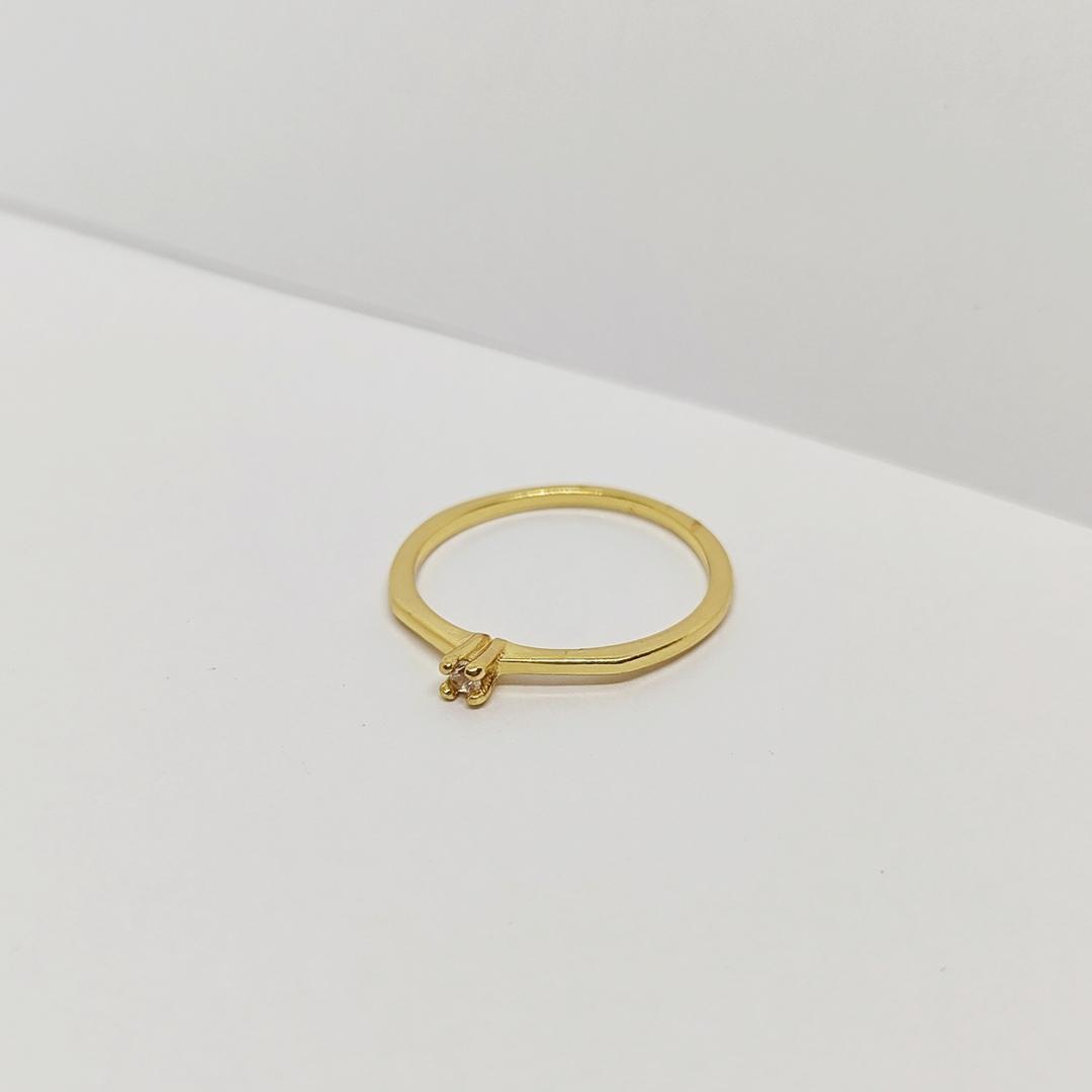 ANEL DOURADO SOLITÁRIO MINI PONTO DE LUZ