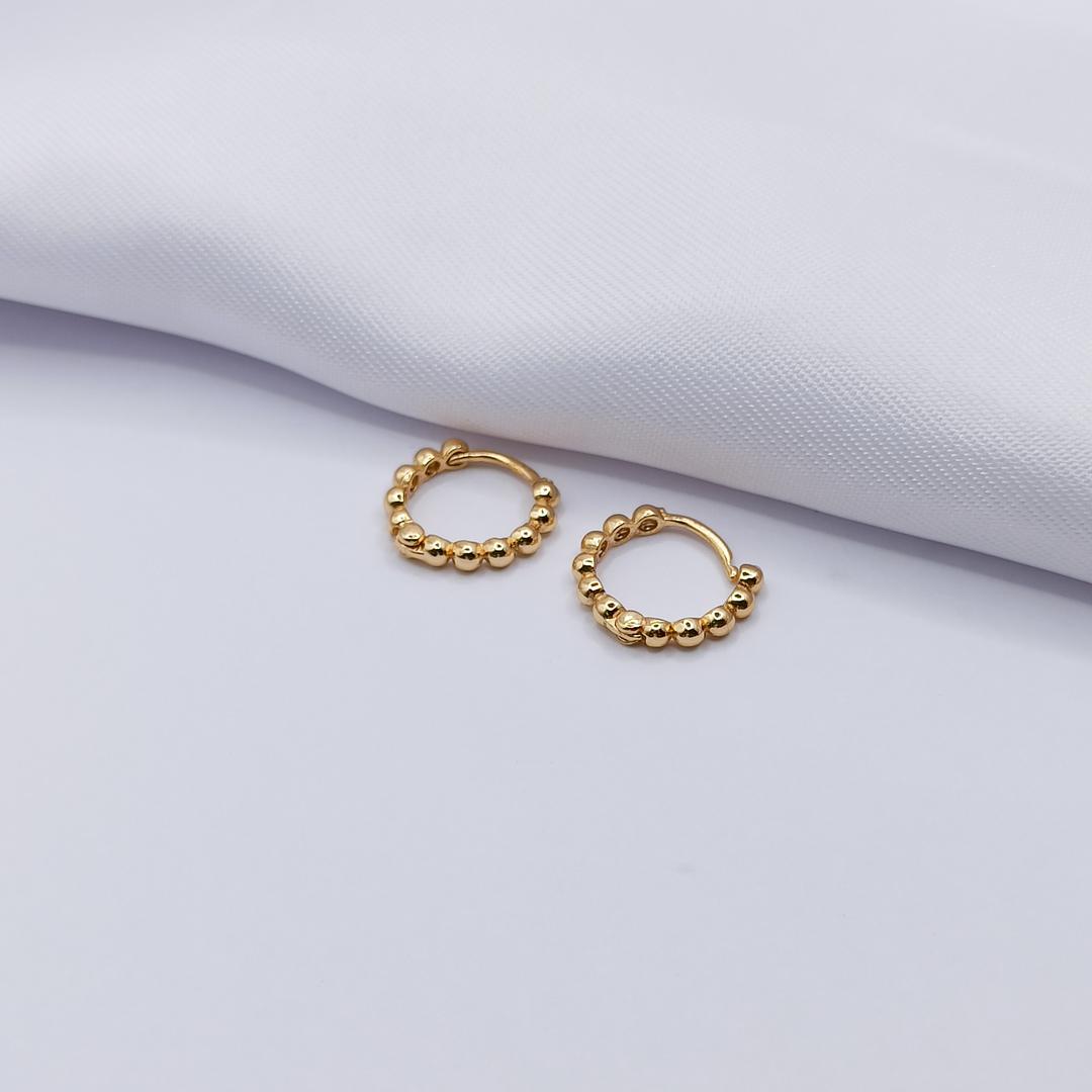 BRINCO DOURADO ARGOLINHA CLICK DE BOLINHAS M