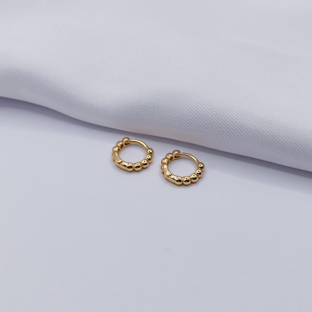 BRINCO DOURADO ARGOLINHA CLICK DE BOLINHAS P