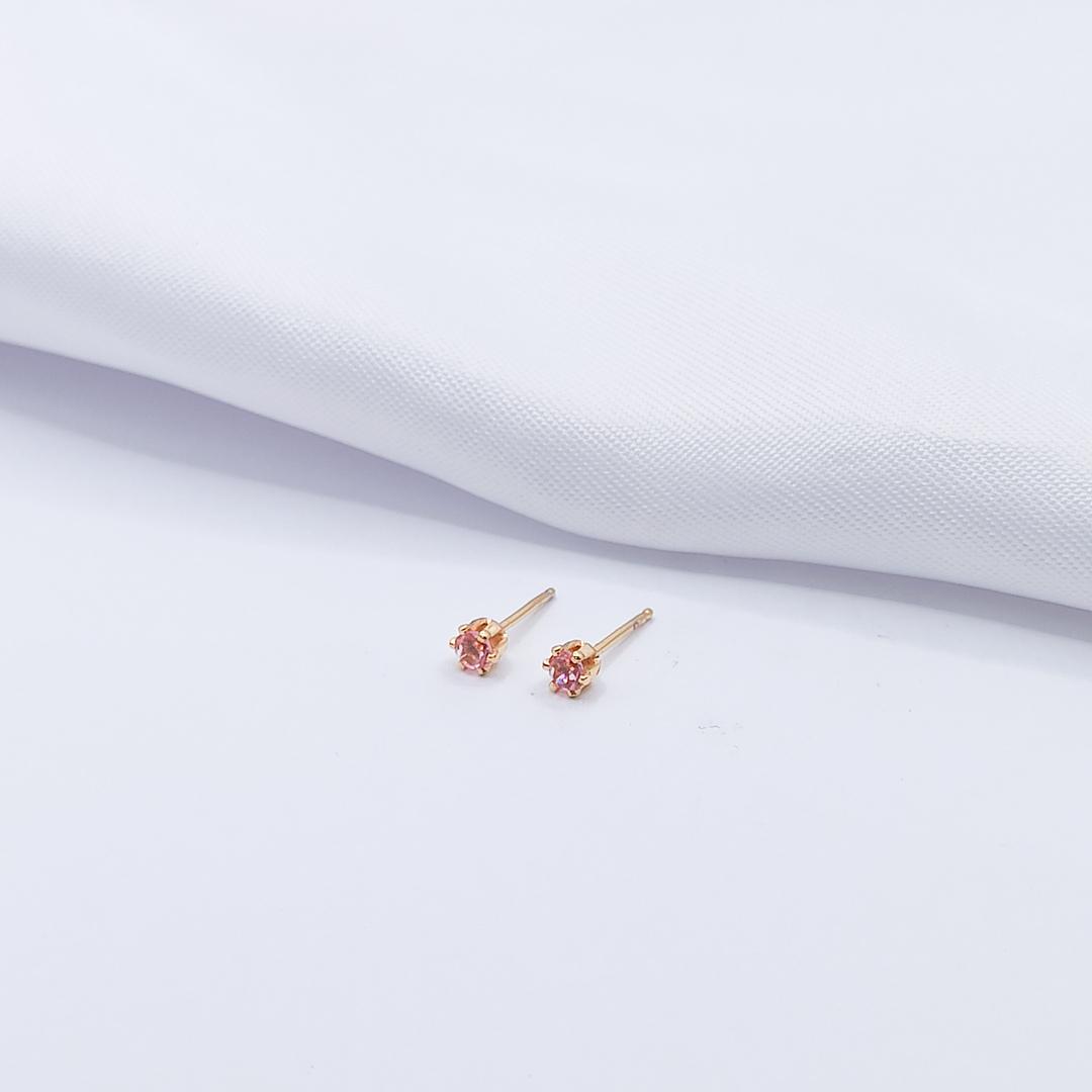 BRINCO DOURADO PONTO DE LUZ ROSA 4MM