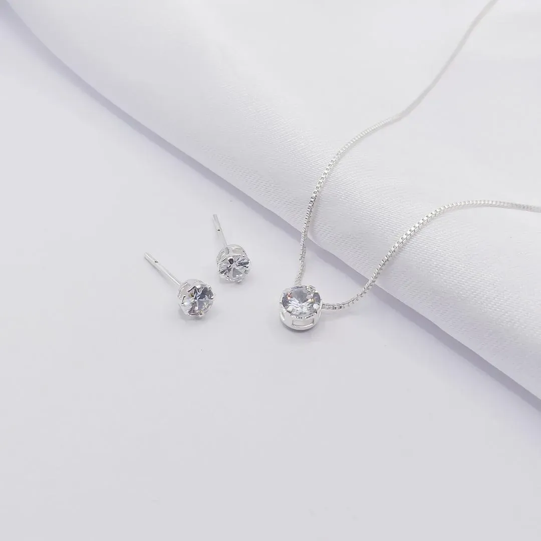 CONJUNTO PRATA PONTO DE LUZ CRISTAL