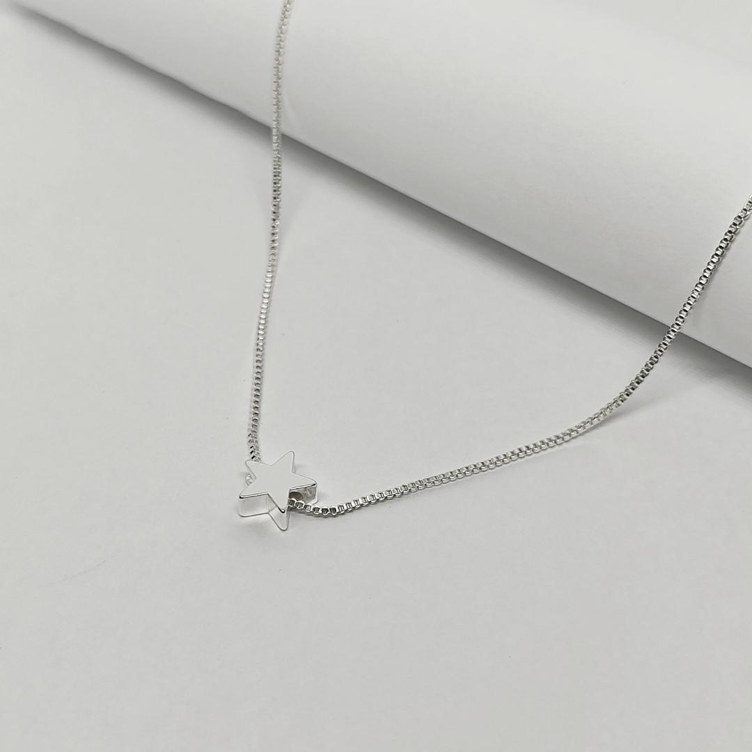 GARGANTILHA PRATA VENEZIANA COM ESTRELA 45CM