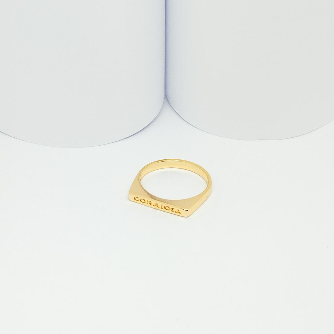 ANEL DOURADO CORAJOSA COM BORDA QUADRADA