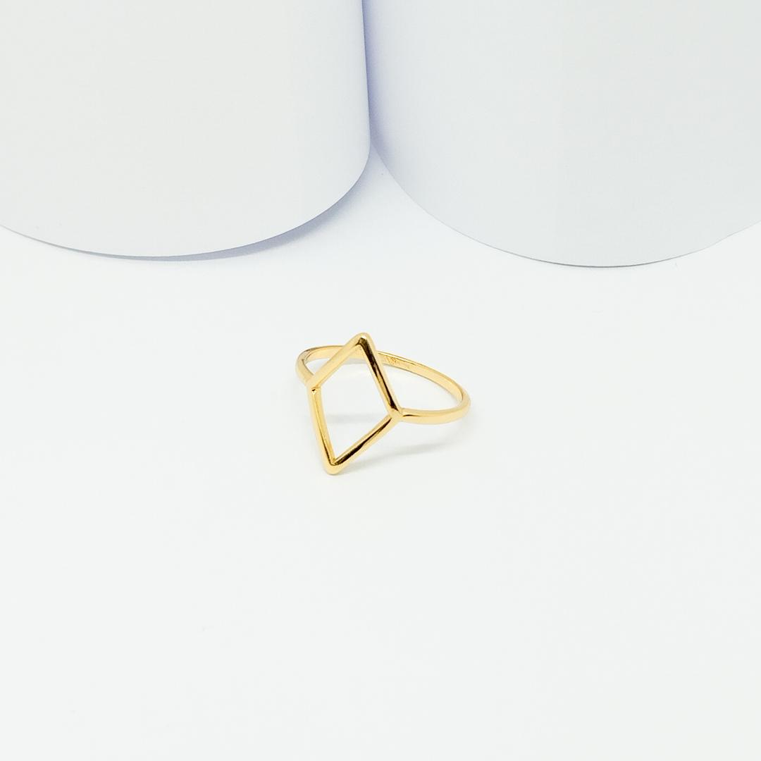 ANEL DOURADO LOSANGO LISO E VAZADO