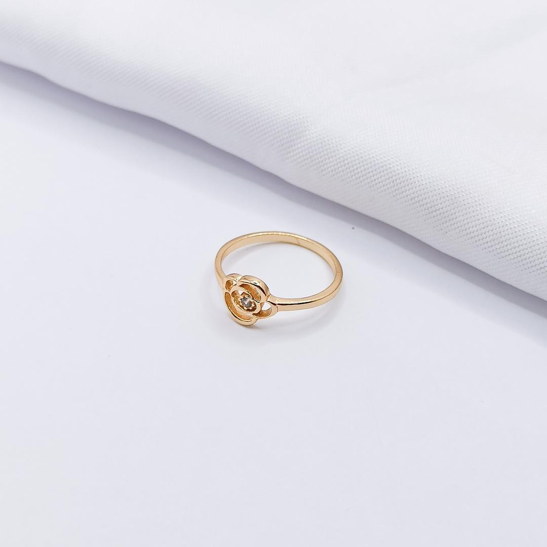 ANEL DOURADO ROSA COM PONTO DE LUZ
