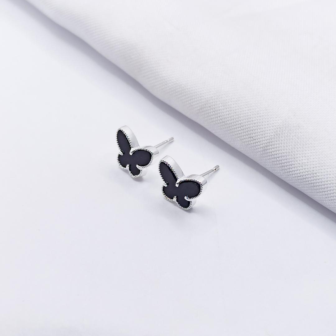 BRINCO PRATA BORBOLETA BLACK