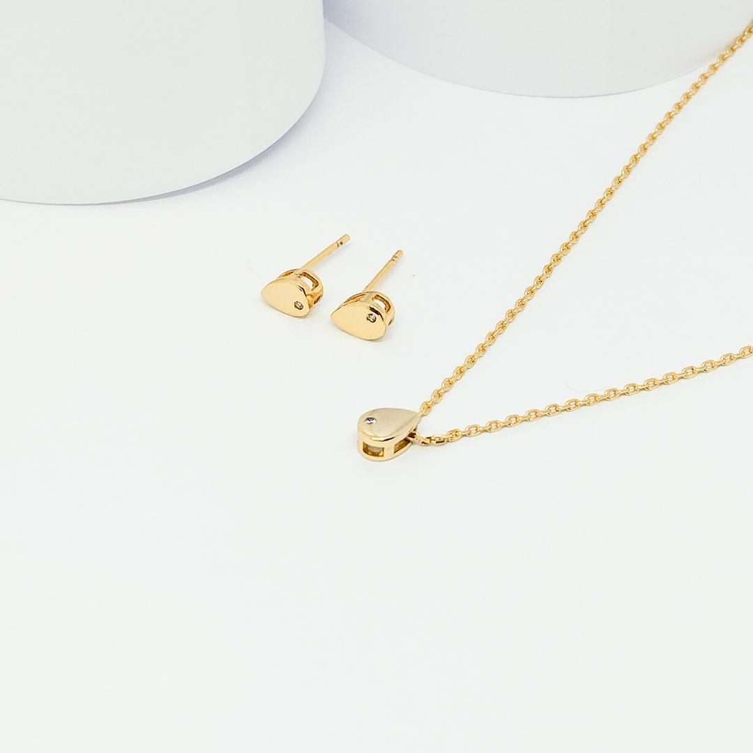CONJUNTO DOURADO GOTA COM MINI PONTO DE LUZ 45CM