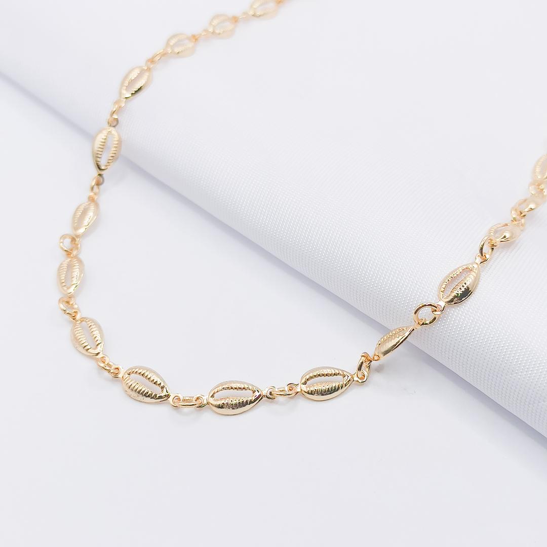 GARGANTILHA DOURADA CHOKER BÚZIOS 40CM