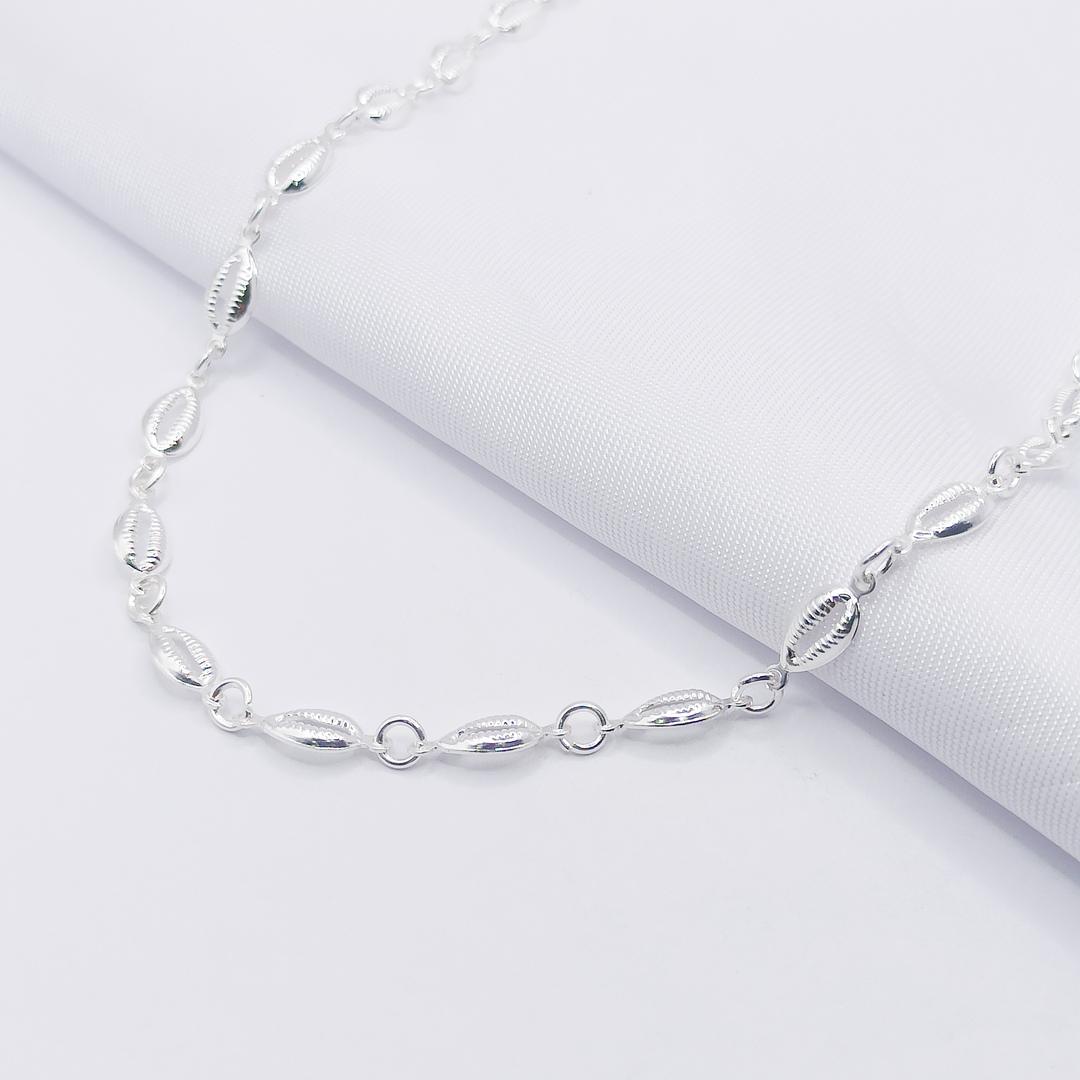 GARGANTILHA PRATA CHOKER BÚZIOS 40CM