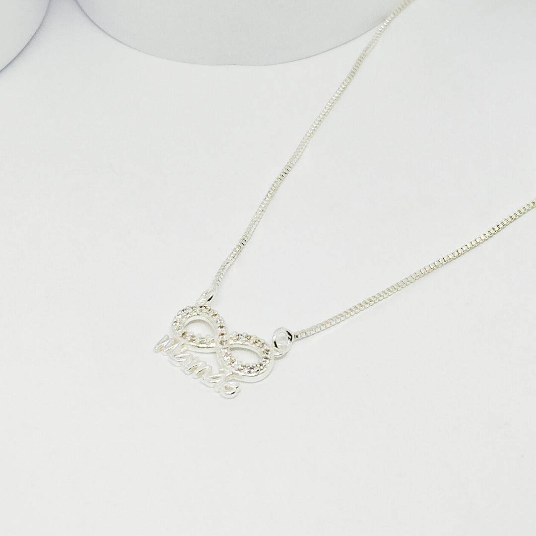 GARGANTILHA PRATA MAMÃE COM INFINITO 45CM