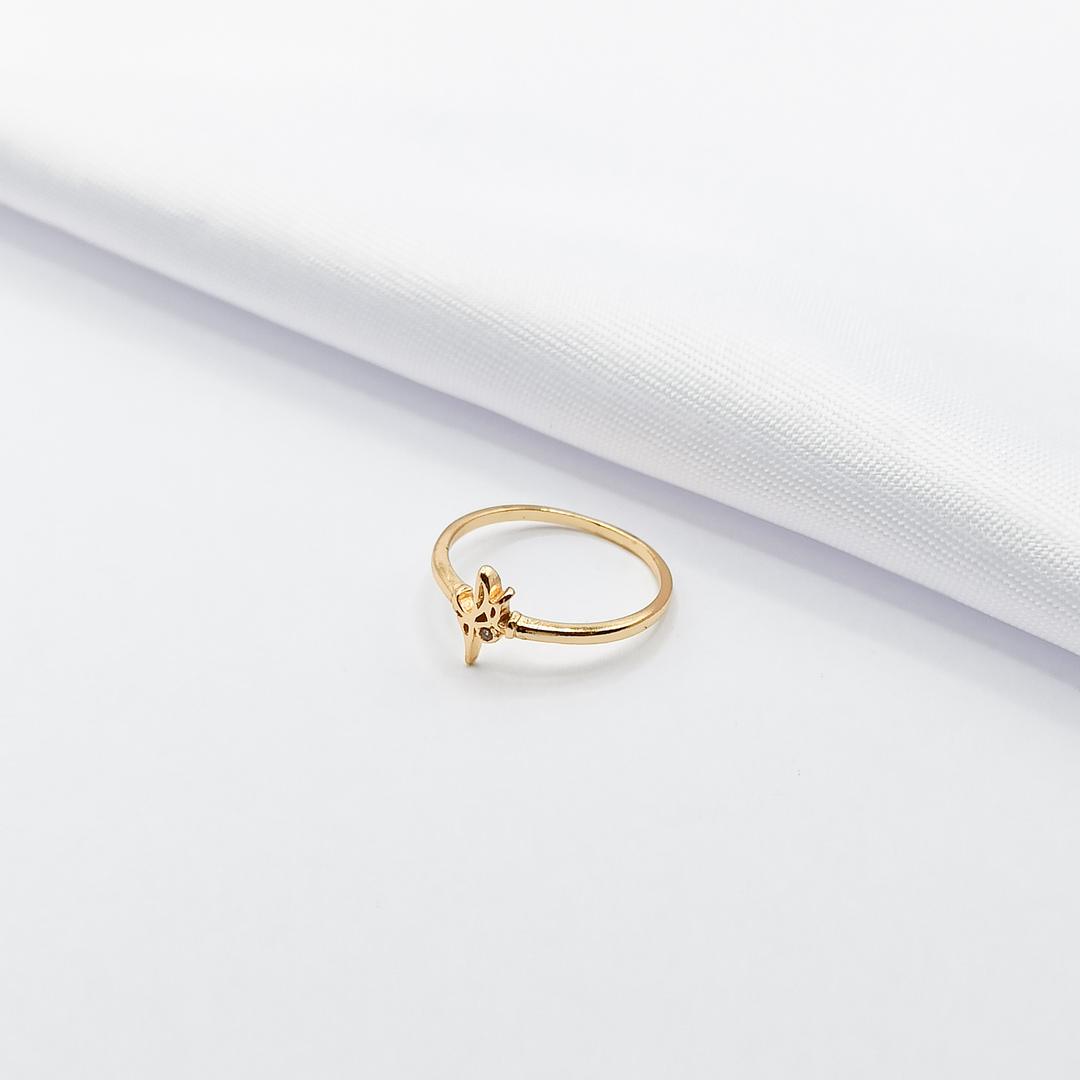 ANEL DOURADO FALANGE FÉ COM MINI PONTO DE LUZ