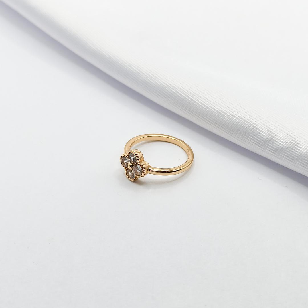 ANEL DOURADO FALANGE INSPIRAÇÃO TREVO VAN CLEEF EM ZIRCÔNIA