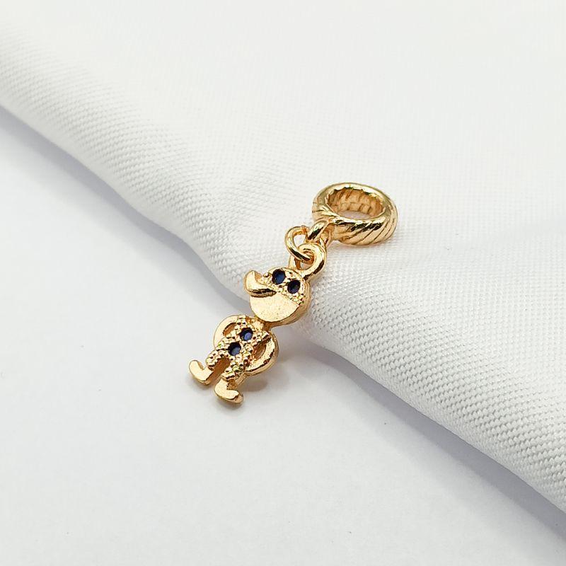 BERLOQUE DOURADO FILHO COM ZIRCÔNIA AZUL