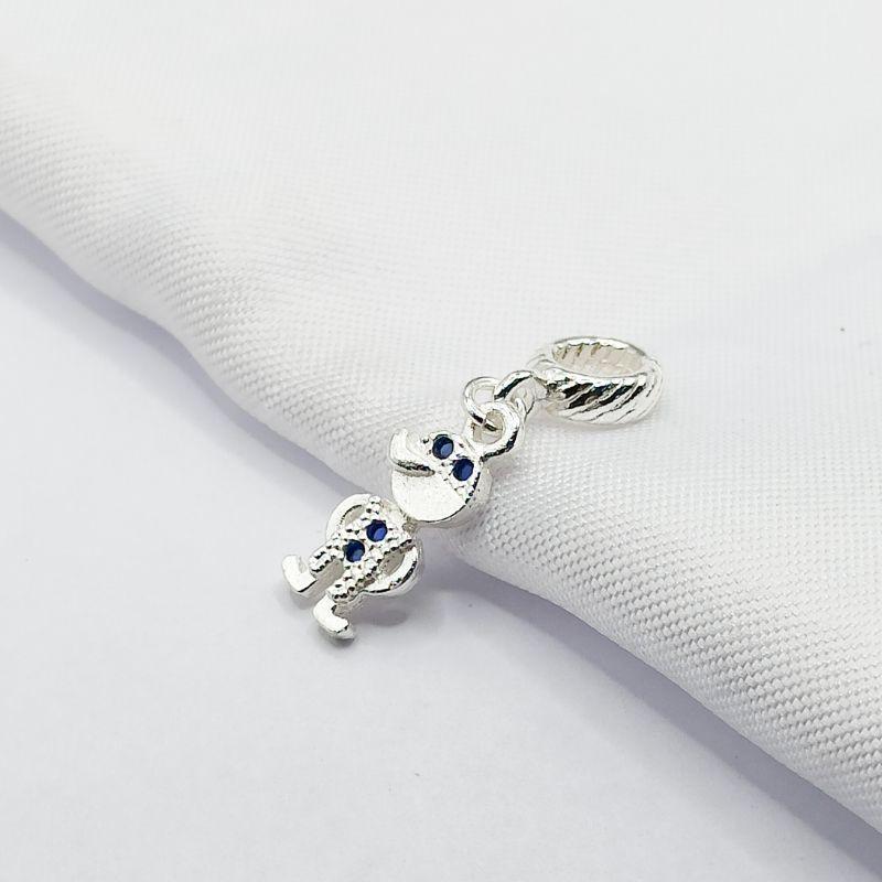 BERLOQUE PRATA FILHO COM ZIRCÔNIA AZUL