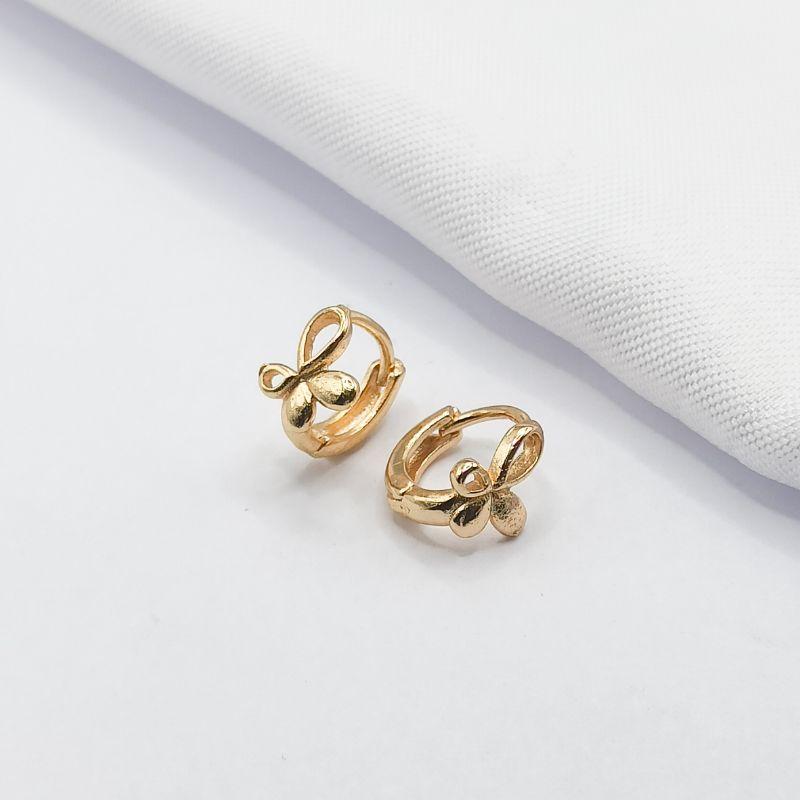 BRINCO DOURADO ARGOLINHA CLICK COM BORBOLETA