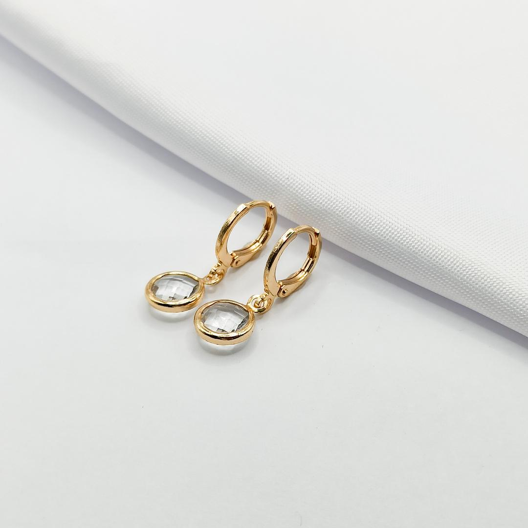 BRINCO DOURADO ARGOLINHA CLICK COM PONTO DE LUZ G