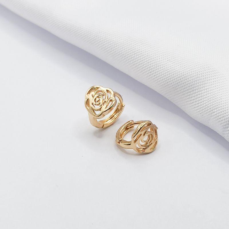 BRINCO DOURADO ARGOLINHA CLICK COM ROSA