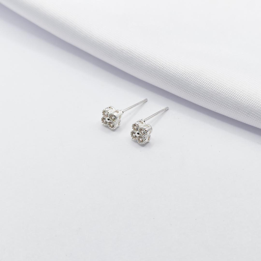 BRINCO PRATA INSPIRAÇÃO TREVO VAN CLEEF ZIRCÔNIA CRISTAL P