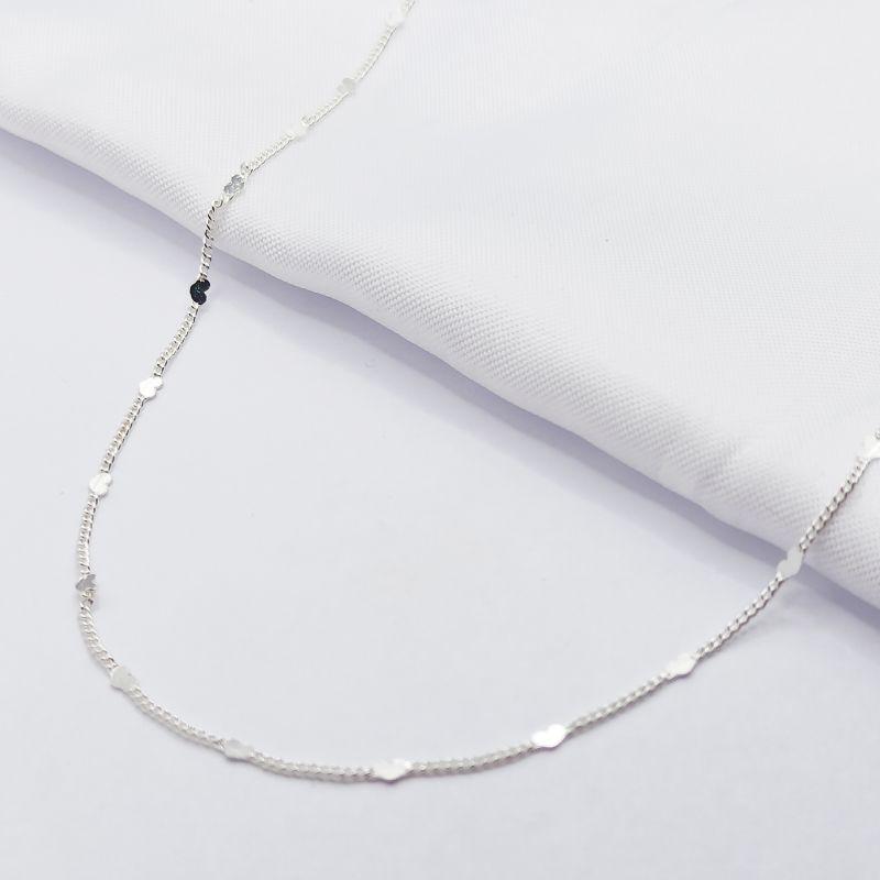GARGANTILHA PRATA CHOKER MINI CORAÇÕES 40CM
