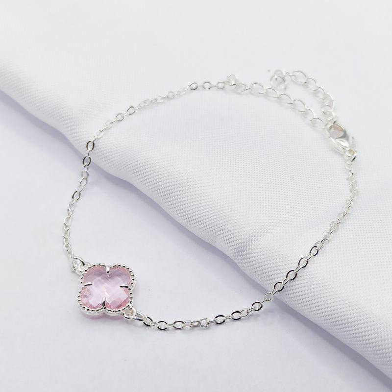 PULSEIRA PRATA INSPIRAÇÃO TREVO VAN CLEEF ROSA