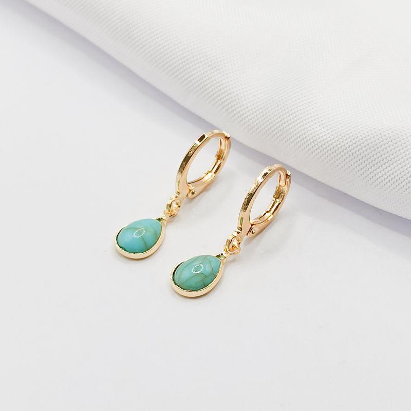 BRINCO DOURADO ARGOLINHA CLICK COM GOTA AZUL