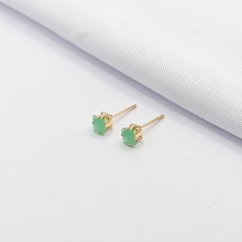 BRINCO DOURADO PONTO DE LUZ QUADRADO VERDE LEITOSO