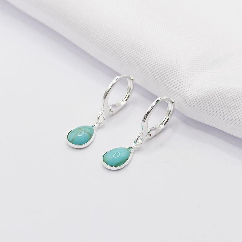 BRINCO PRATA ARGOLINHA CLICK COM GOTA AZUL