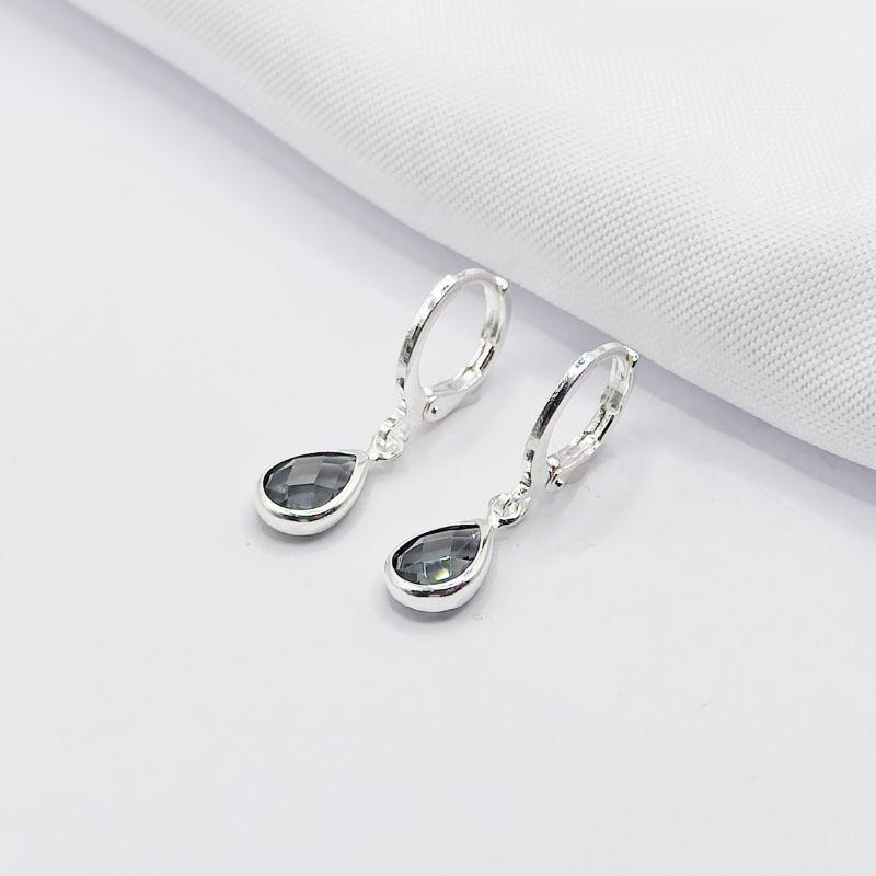BRINCO PRATA ARGOLINHA CLICK COM GOTA BLACK
