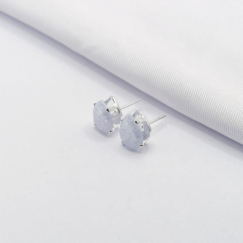 BRINCO PRATA GOTA CRISTAL OPACO