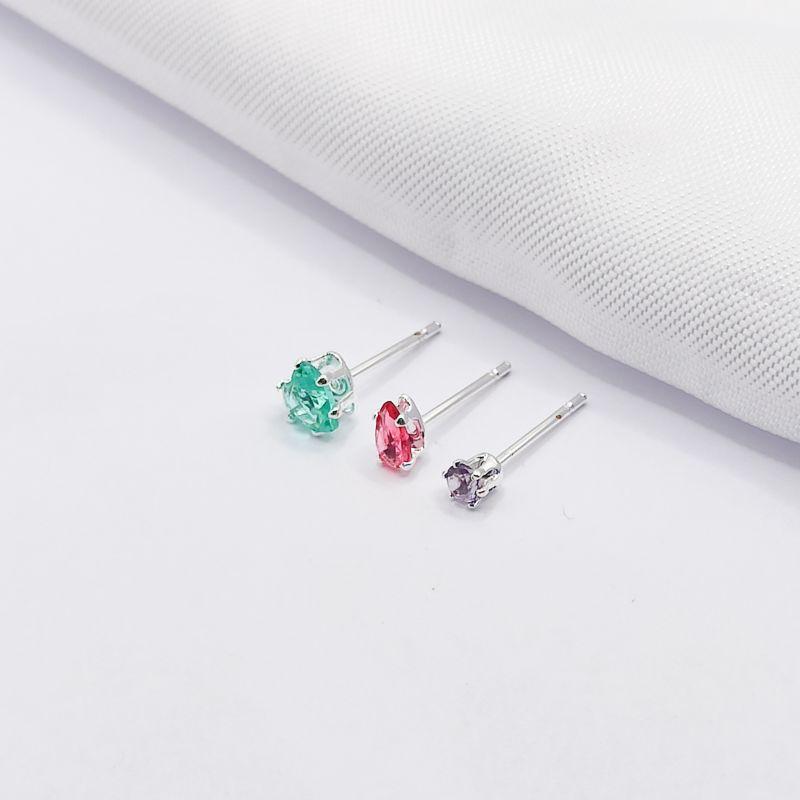 BRINCO PRATA TRIO ZIRCÔNIA PONTO DE LUZ E GOTA COLORIDA
