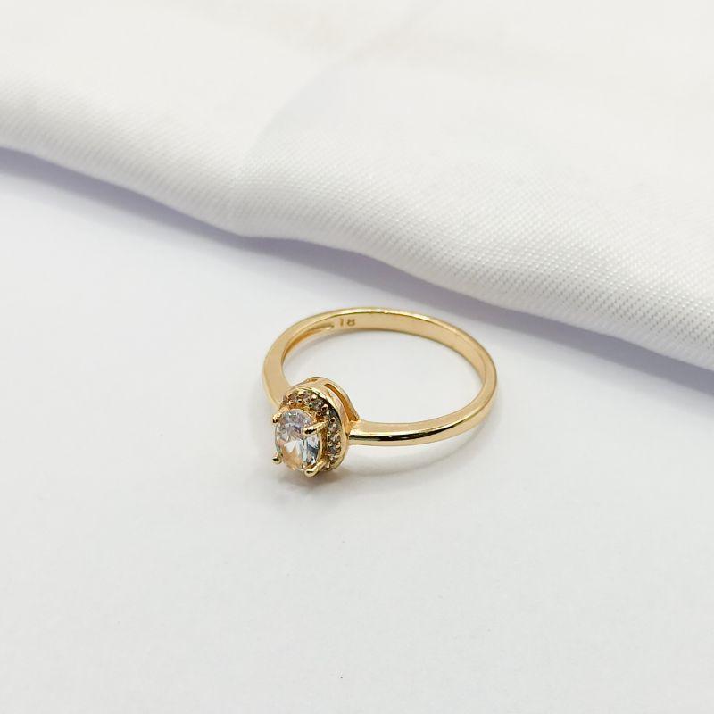 ANEL DOURADO SOLITÁRIO CRISTAL CRAVEJADO