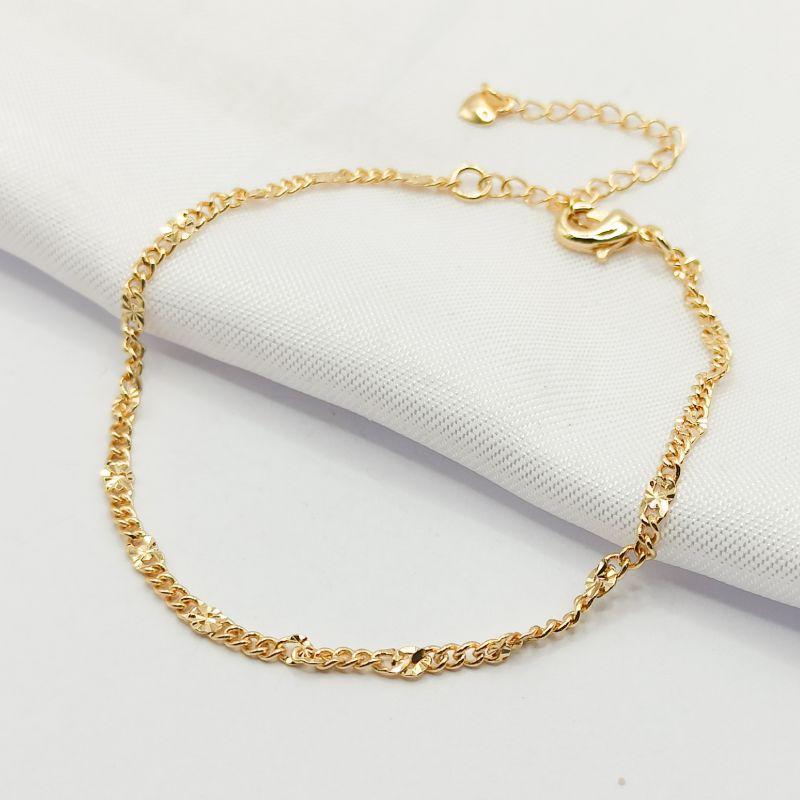 PULSEIRA DOURADA ELO PLISSADO