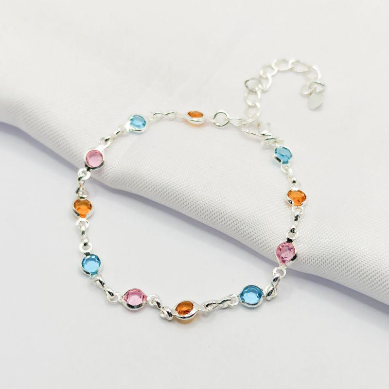 PULSEIRA PRATA PONTOS DE LUZ COLORIDO