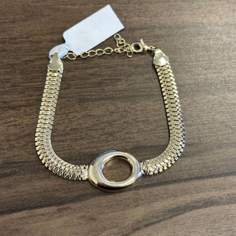 Pulseira Dourada Lacraia e Pingente Vazado