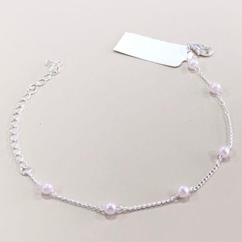 Pulseira Prata Infantil Perolas