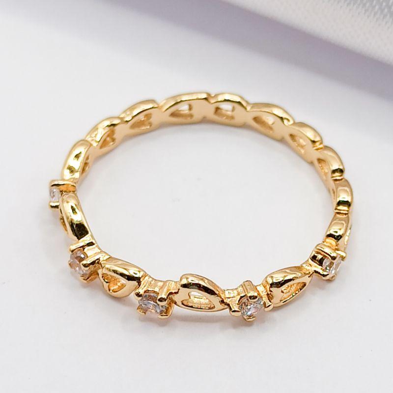 ANEL DOURADO CORAÇÃO E CRISTAL