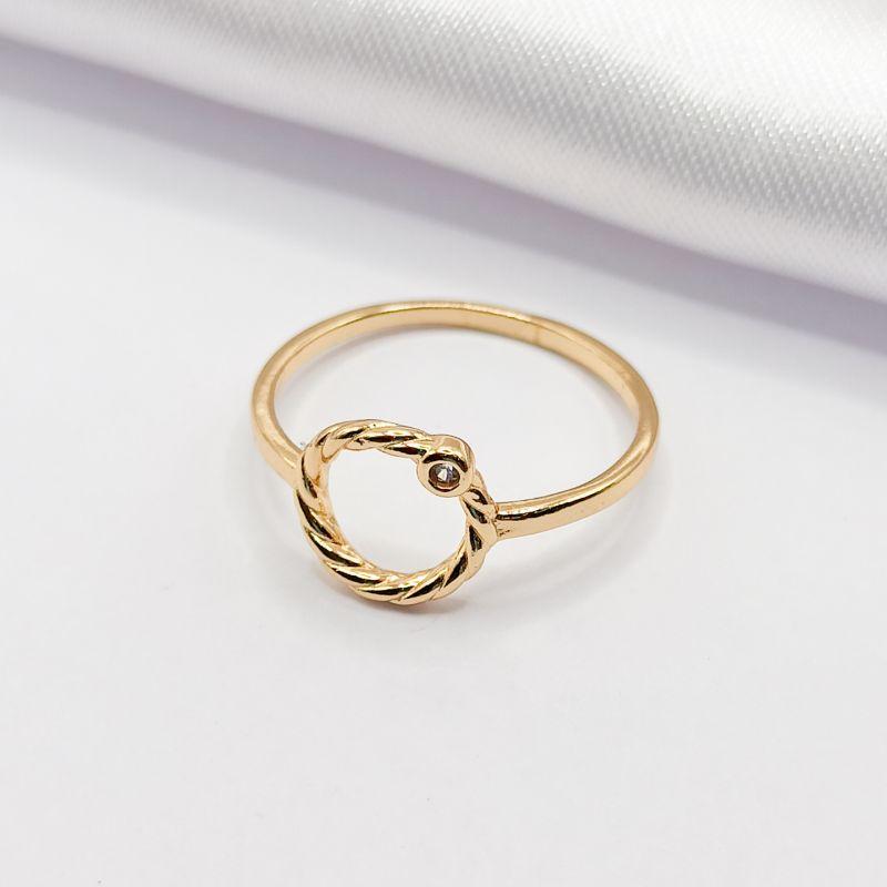 ANEL DOURADO FIO ARO VAZADO TORCIDO