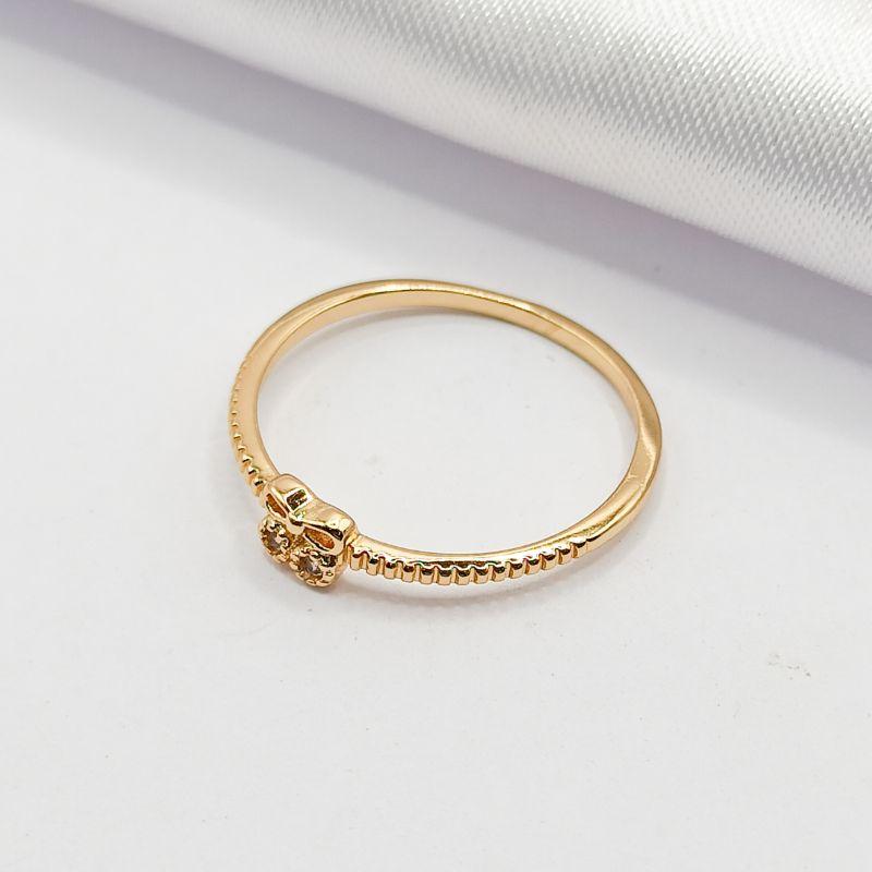 ANEL DOURADO LAÇINHO DELICADO 2 ZIRCÔNIAS