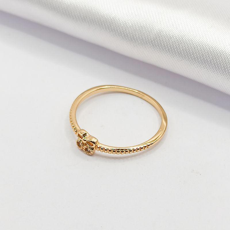 ANEL DOURADO LAÇINHO DELICADO 2 ZIRCÔNIAS