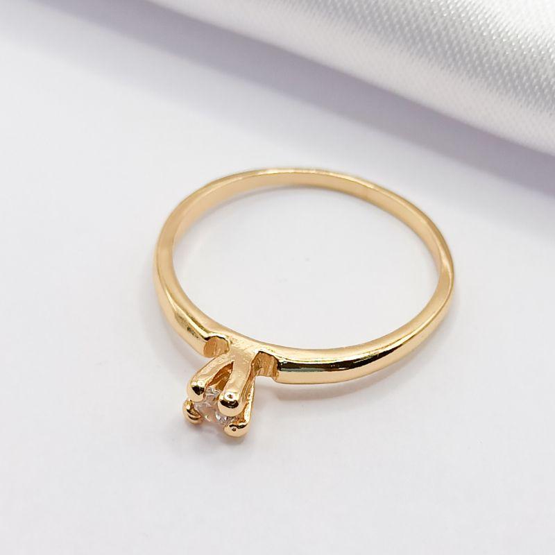 ANEL DOURADO SOLITÁRIO PONTO DE LUZ