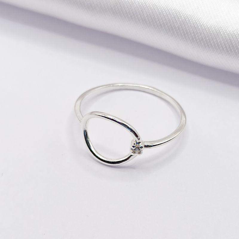 ANEL PRATA FIO ARO VAZADO LISO