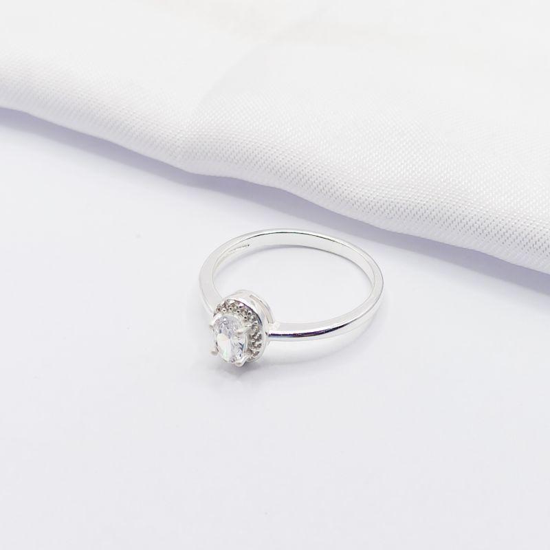 ANEL PRATA SOLITÁRIO CRISTAL CRAVEJADO