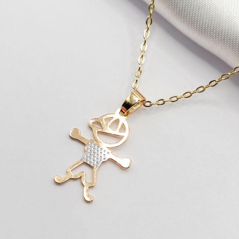 COLAR DOURADO MENININHO DETALHE EM CANETA DE RÓDIO 45CM